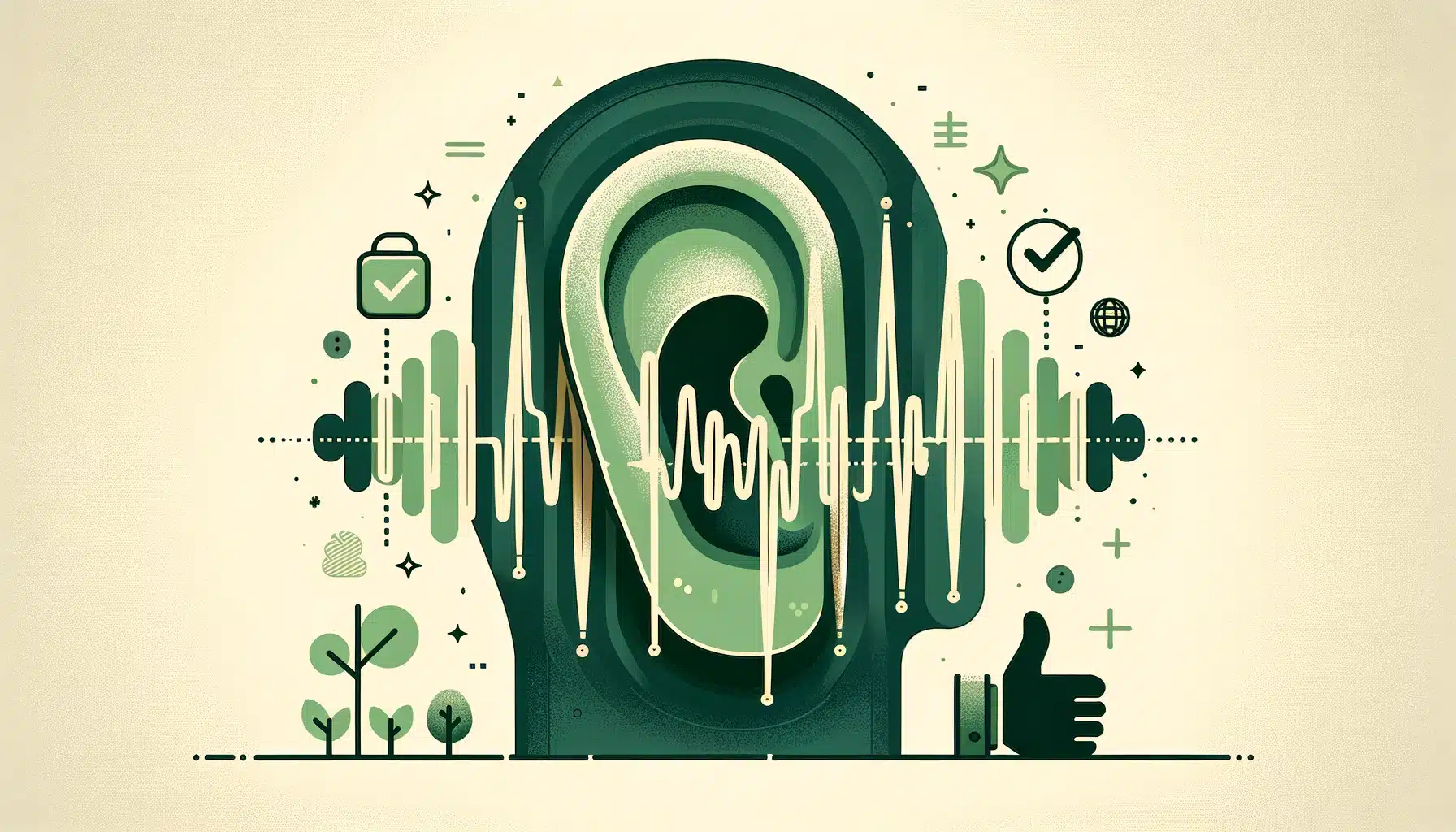 Infographic of an ear receiving a sound wave demonstrating how to listen